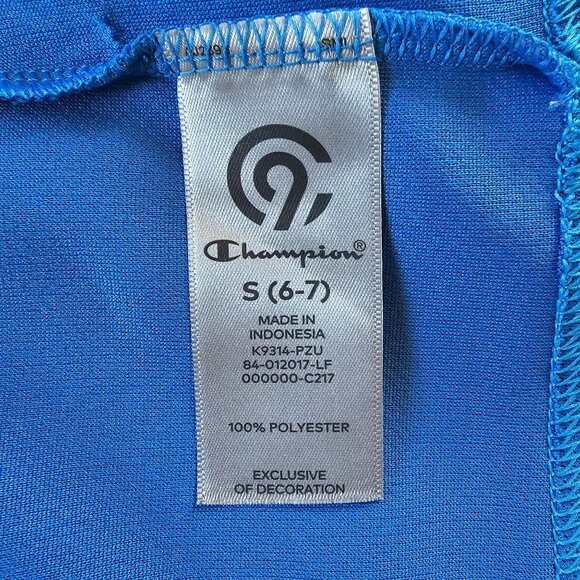 Champion Kids S (6-7) Blue Short Sleeve Performance Athletic Shirt Polyester - Picture 6 of 7